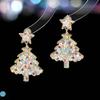 Zircon Crystal Star Christmas Tree Earrings Stud For Women Dangle  Xmas Party Jewelry Gift