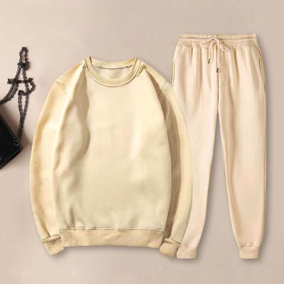 2 Pcs/Set Unisex Sweatshirt Pants Suit Round Neck Long Sleeves Sport Sweatshirt Drawstring Elastic Waist Trousers Fitness Outfit Fall Spring Tracksuit