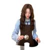 2026 Elegant Korean Style Blue Plaid Vest Dress - Fake Two-Piece, Waist-Cinched, Age-Reducing