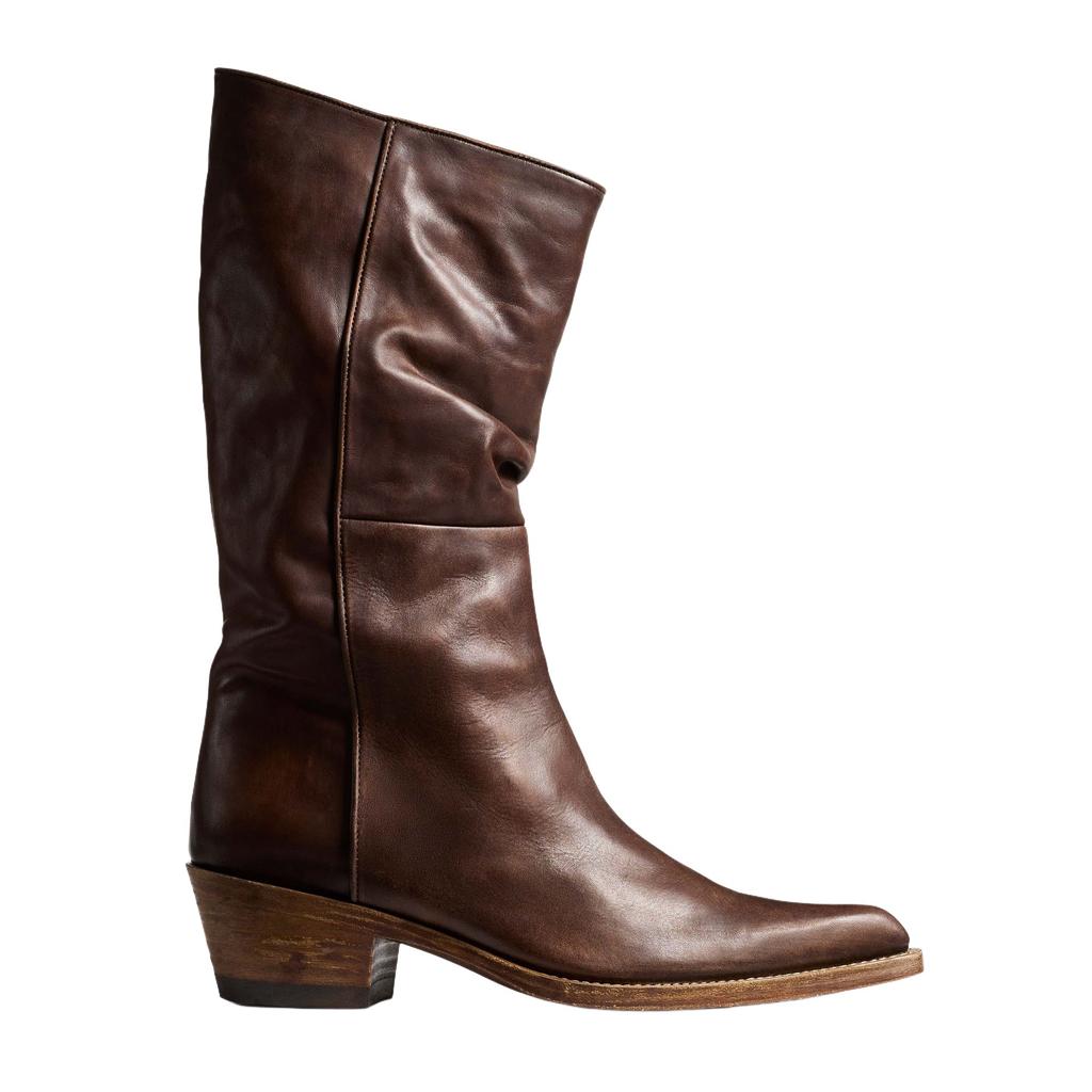 Autumn And Winter New Mid Length Pleated Women'S Boots With Pointed, Thick, Low Heel Casual Knight Boots 35-46 Calf Boots