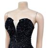 C6713 Women's Fashion Solid Color Backless Sequin Feather Bandeau Dress