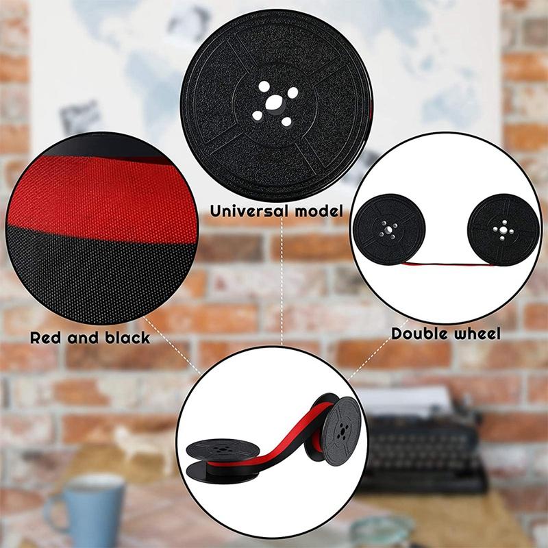 2pcs Typewriter Ribbon Twin Spool Typewriter Ribbon Red and Black Twin Spool Replacement Pack for Most Typewriter