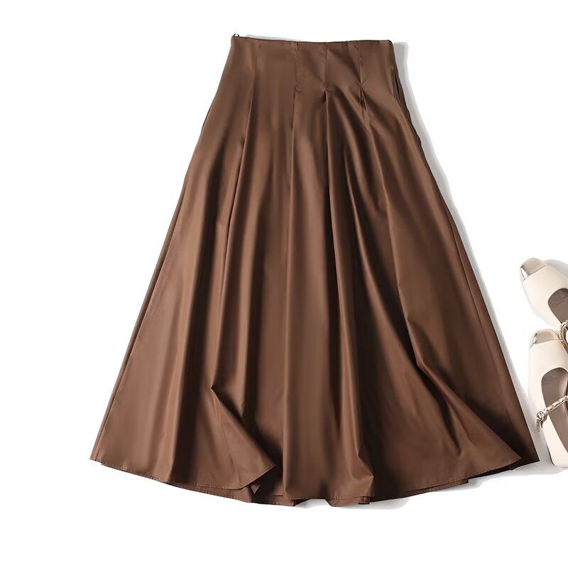 

MD Женская одежда Ke Lu Li Коричневый Французский стиль Элегантный Повседневный стиль Плиссированное Платье средней длины А-силуэта 05246504722 Brown L