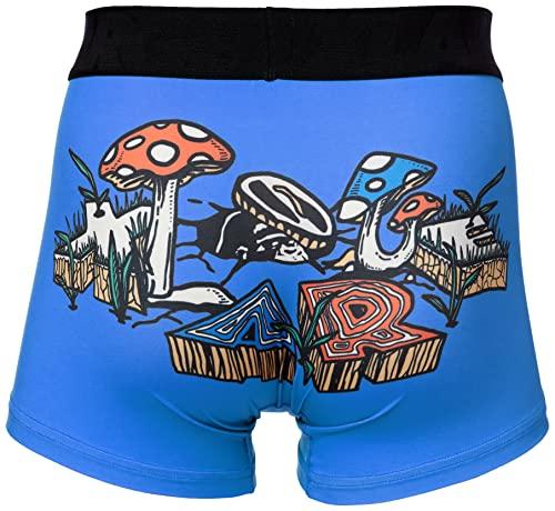 [Extra Large] Men's Boxer Briefs, Front Closure, 1-Piece Set, Story and Character Designs, 5 Patterns Available, Mushroom and Gorilla x Blue