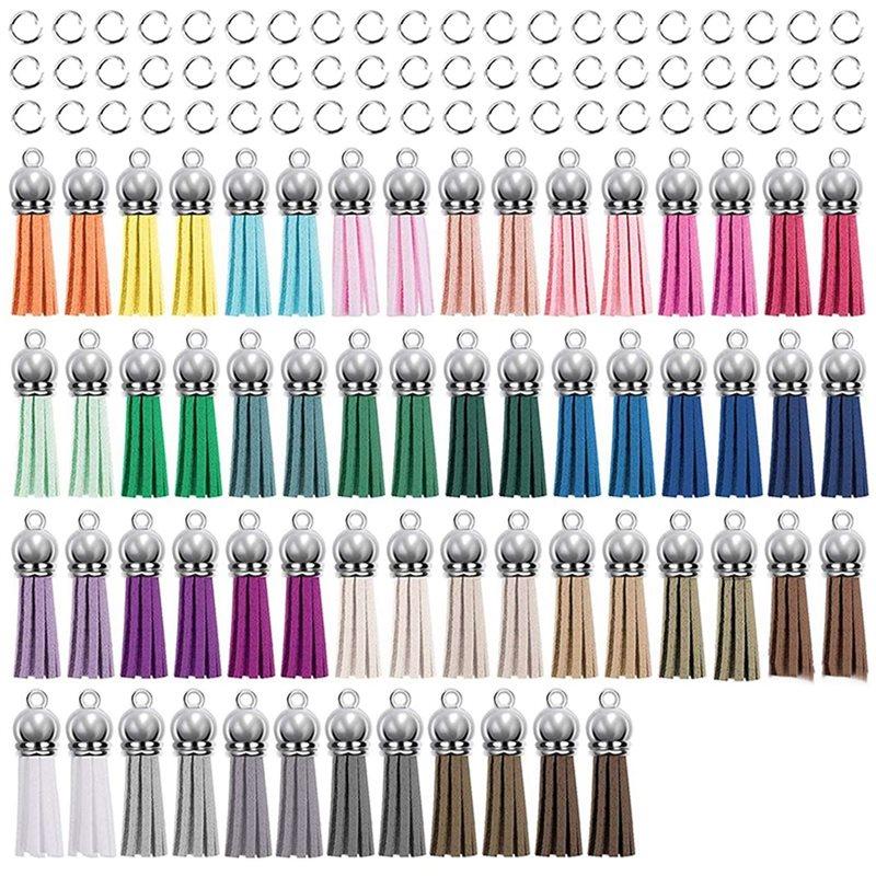 600Pcs Keychain Tassels Kit Leather Tassel Charms And Jump Rings For Jewelry Making, Keychain, Bracelets And DIY Craft