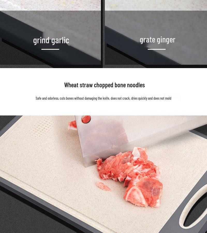 Food Grade Wheat Straw Noodles 304 Stainless Steel Double-Sided Cutting Board with Titanium Plate