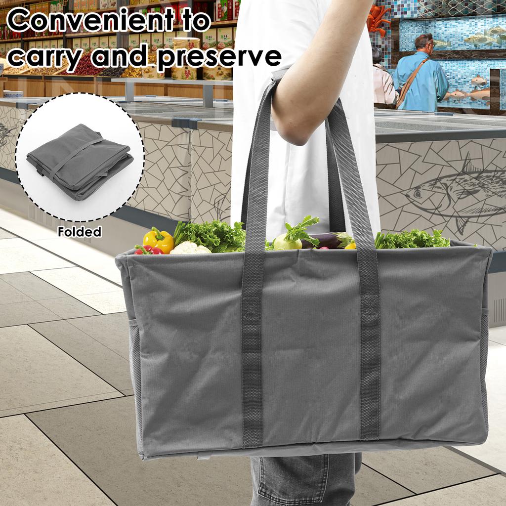 50L Large Folding Storage Bag Reusable Dirty Laundry Basket Grocery Shopping Bag Oxford Cloth Tote Pouch Handbag