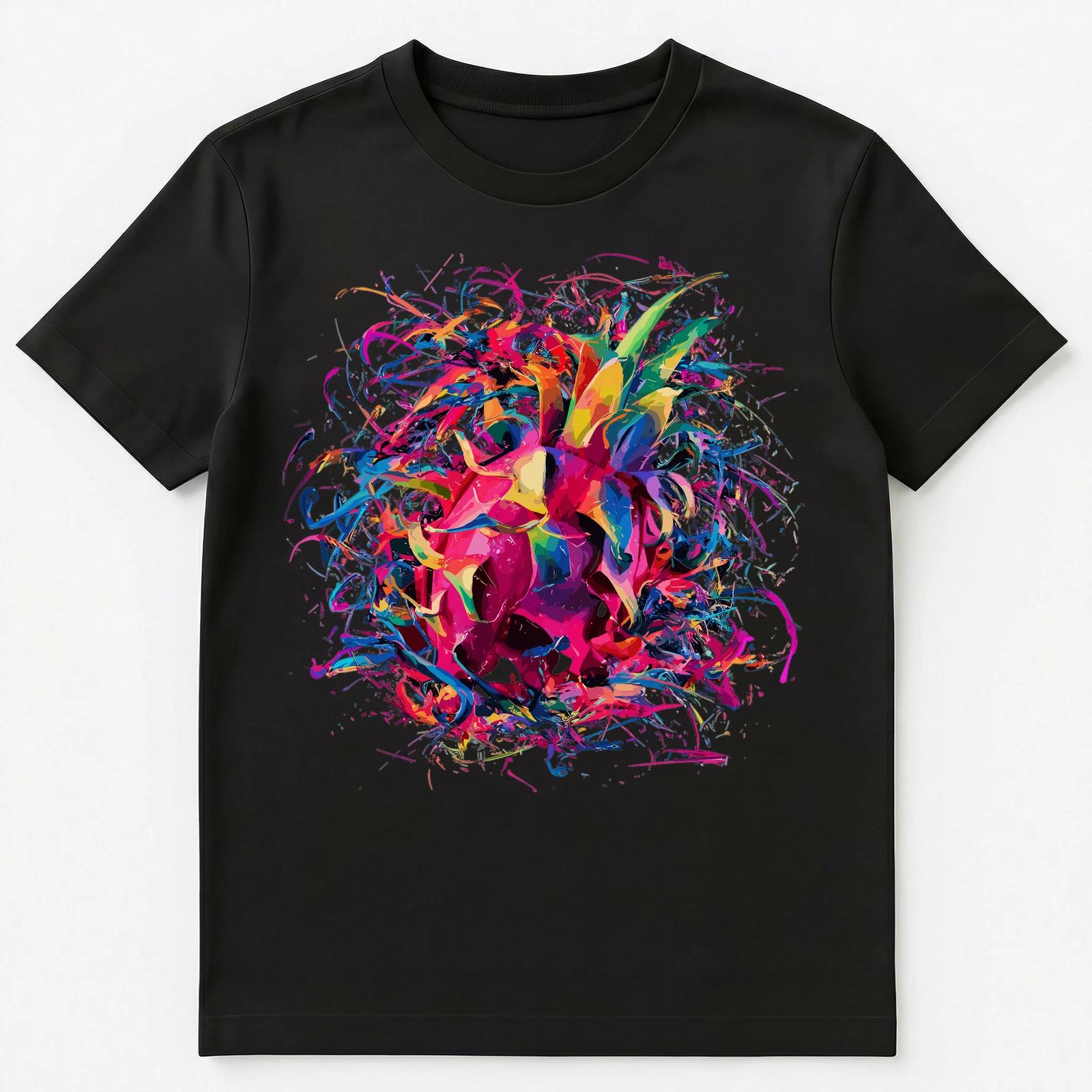 

Colorful Paint Splash Dragon Fruit Art Graphic Unisex T-Shirt 3XL