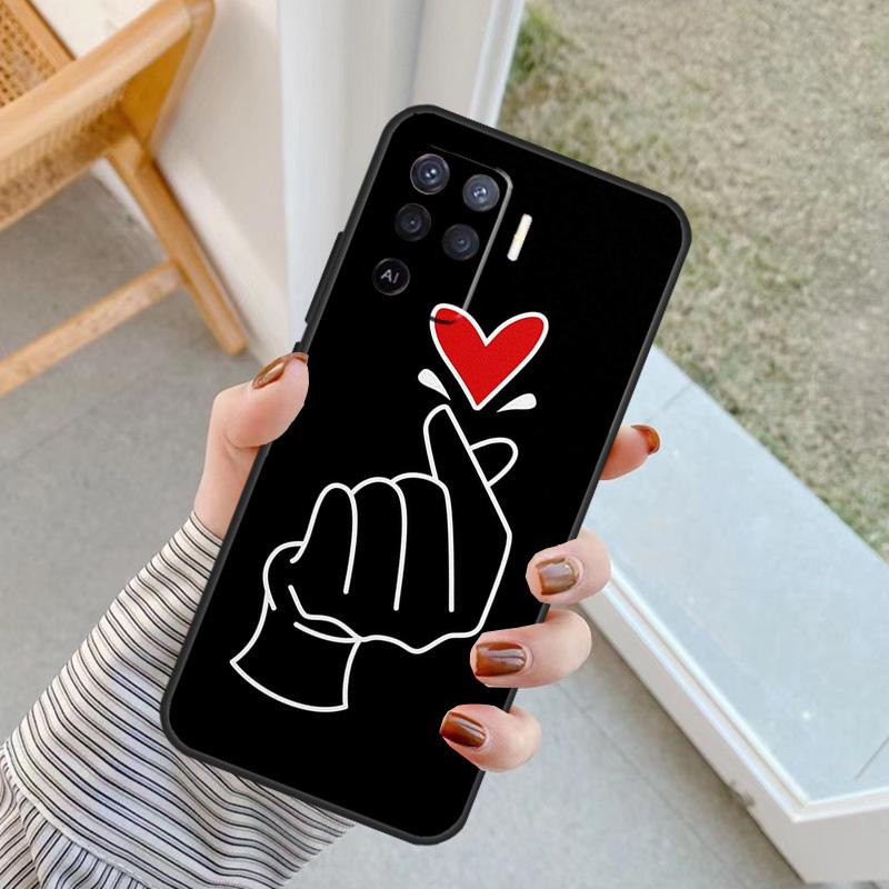 Hand hält Mond Finger Herz Hülle Für Oppo A76 A16 A96 A17 A18 A60 A80 A40 A38 A58 A78 A98 A94 A74 A54 A15 A57 A77 A5 Pro