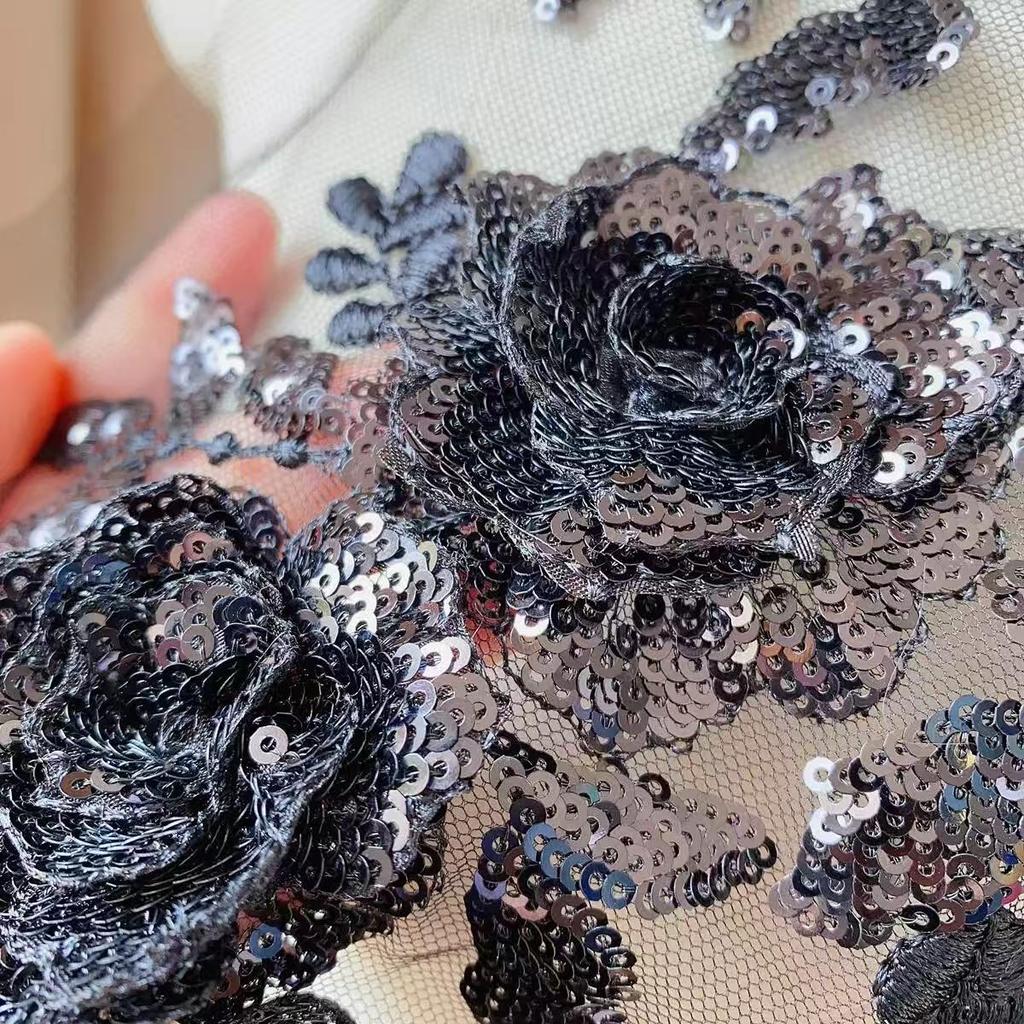 1 Pc Pink White Embroidery Lace Flowers Patch For Wedding Dress Costumes Handmade Repair 39*25CM