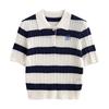 Chuyu Women's Retro Striped Lyocell Polo Knit Top
