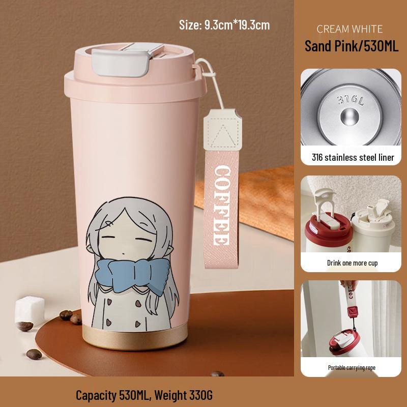 Frieren: Izolovaný hrnek s motivem Beyond Journey's End - Vysoká hodnota, Přenosný studentský hrnek na kávu a vodu