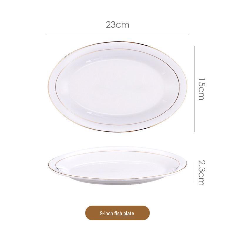Gold-Rimmed Nordic Fish-Shaped Ceramic Plate for Steamed Fish - Large Household Dish