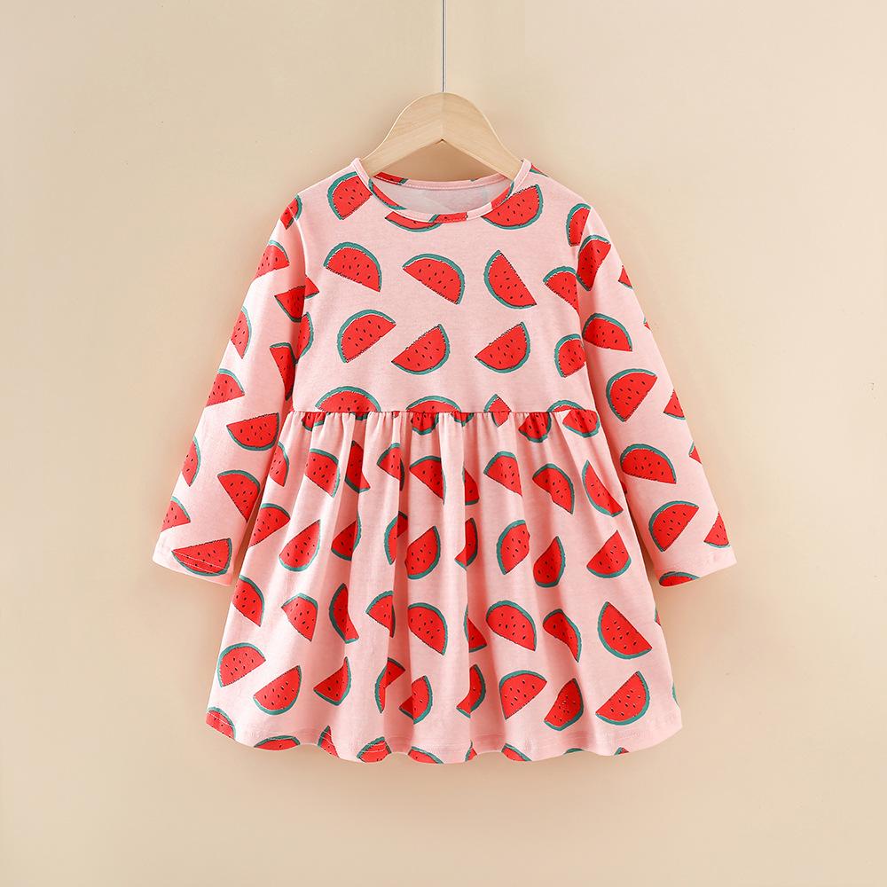 Girls Cotton Long Sleeve Dress Spring Autumn Cartoon Princess Dress For Kids Sweet Casual Children Clothing