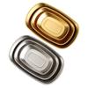 Korean Style Stainless Steel Rectangular Dinner Plate for Fish, Cold Dishes, Rice Noodles, BBQ, Vegetables, and Hot Pot Preparation.
