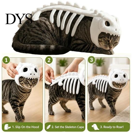 Funny Pet Party Outfit Dinosaur Skeleton Cat Costume, Glow-in-the-dark Outfit, Gift for Lovers Cute Plush Apparel Halloween, Cosplay Lightweight