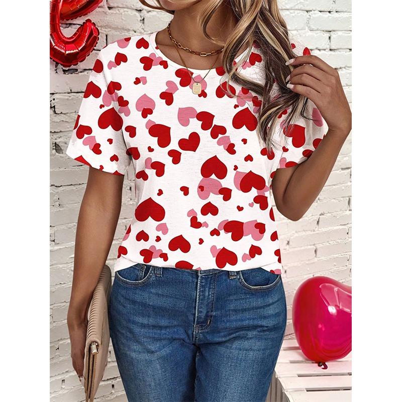 

Favorite pattern T-shirt - Flowers - 3D Printing - Women s Casual Short-Sleeved T-Shirt Top XL