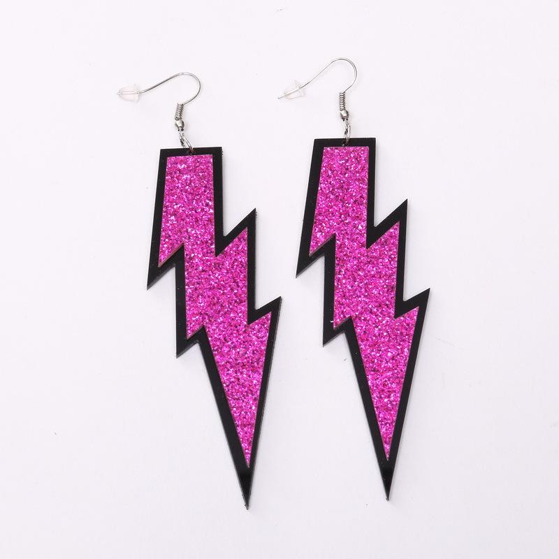 Statement Shiny Glitter Lightning Acrylic Drop Earrings For Women Punk Long Pendant Dangle Earrings Fashion Jewelry Accessories