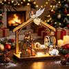 Wooden Hanging Ornaments Christmas Tabletop Glowing Ornament, 3D Tree Decoration with Decorative Crafts Warm Light, Festive Holiday Centerpiece
