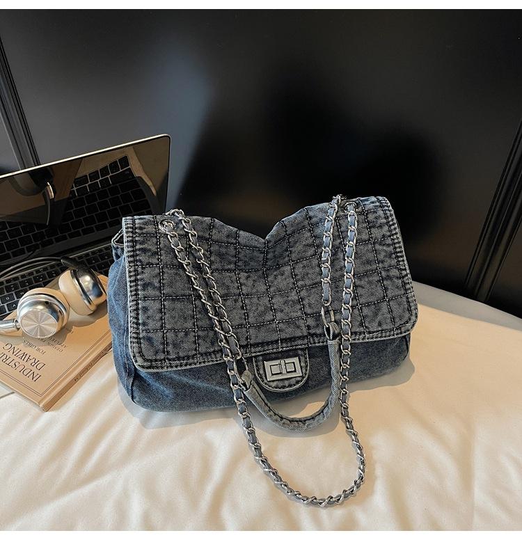 Denim Bag Women's Fashion Large Capacity Chain Shoulder Bag High-end Sense Lazy Wind Commuting Versatile Underarm Bag