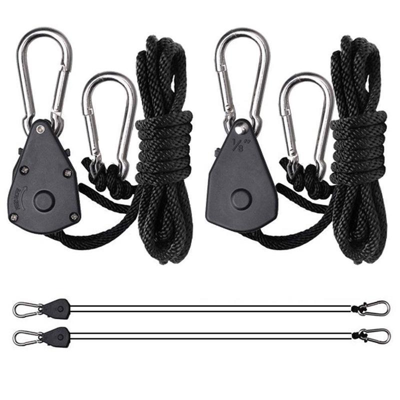 2pcs 1/8 Inch Rope Ratchet Hangers Lighting Pulley Adjustable Rope Clip Hanger, 150lb Capacity