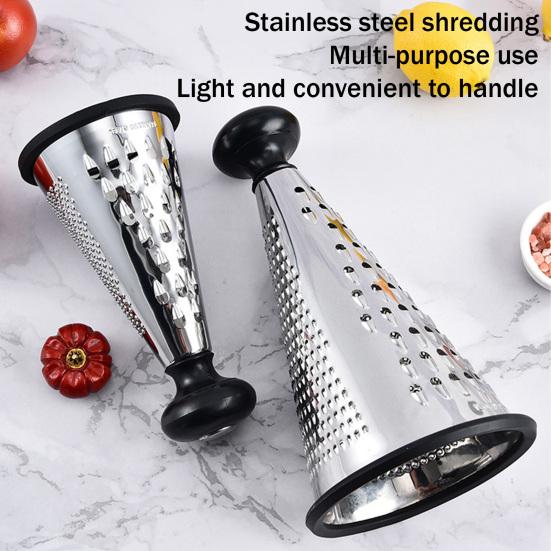 Stainless Steel Cone Grater with 3-in-1 Blades Multi-Function Cheese Garlic Shredder Dishwasher Safe Essential Kitchen Tool for Fine Coarse Grating