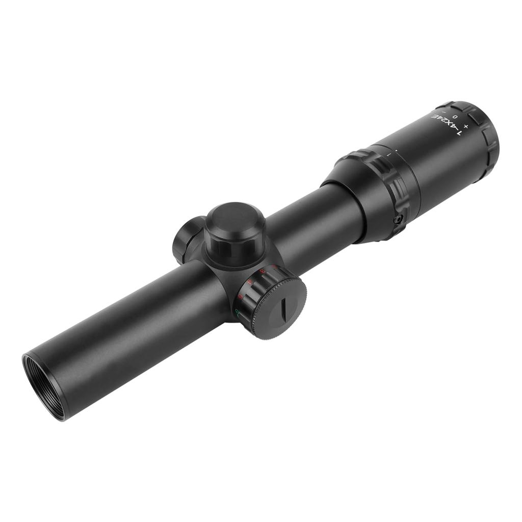 SKEERY 1-4x24RG Riflescope, Short Scope, 5 Brightness Settings for R and G, 1-4x Magnification Sight, 20mm Rail Mount