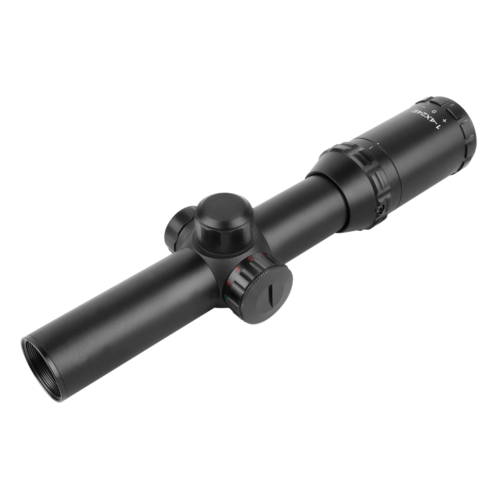 

SKEERY 1-4x24RG Riflescope, Short Scope, 5 Brightness Settings for R and G, 1-4x Magnification Sight, 20mm Rail Mount