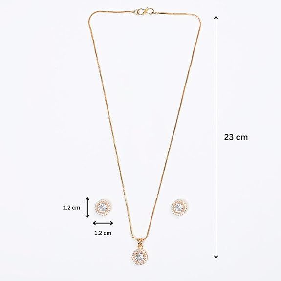 Jewelry Luxury Pendant Gift Set for Women, Girls & Her | Pendant with 2 Earrings, Option In 10 Different Color & Design with Gold Silver Princess Cut