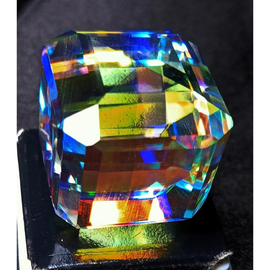 Beautiful Natural Mystic Topaz Rainbow Color 108.40 Ct Cube Cut Gemstone