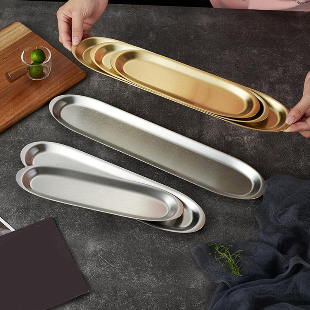 Moderne rechteckige Schale aus Edelstahl, schmal rechteckig, mit einzigartigem linearem Muster, unverzichtbar für Küche und Esszimmer
