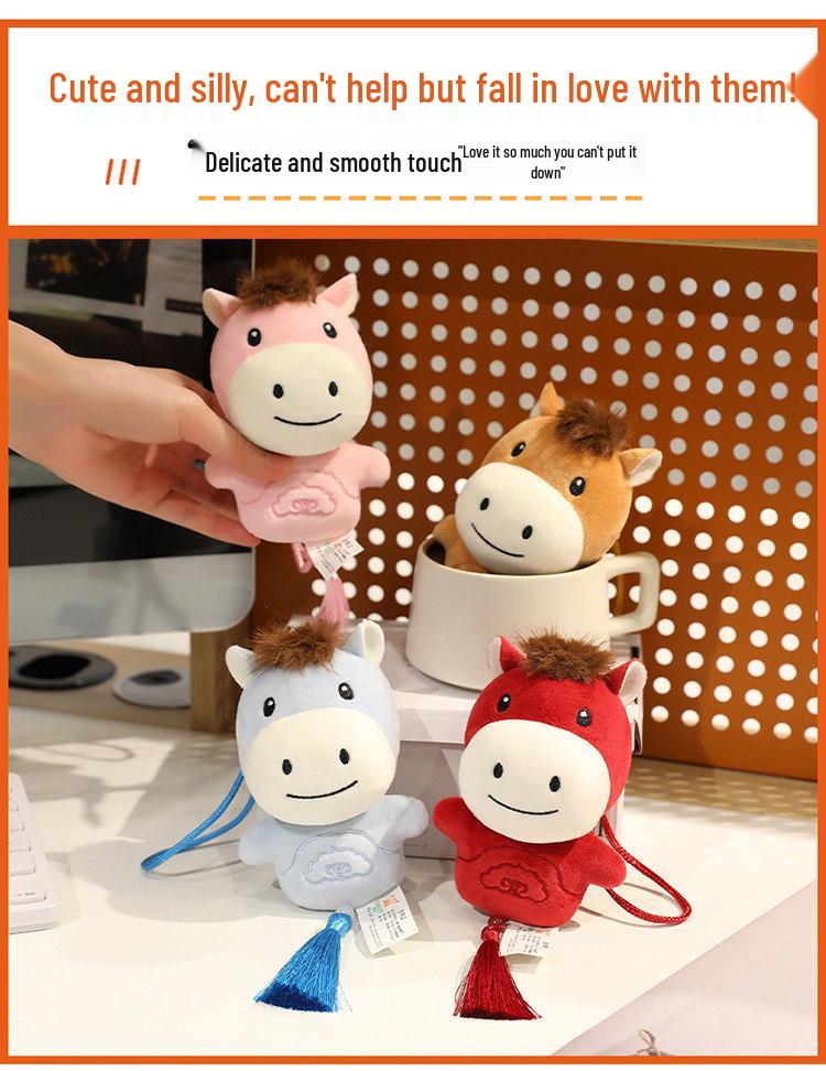 Cartoon Pony Plush Keychain – Horse Year Mascot Doll Pendant Backpack Accessory
