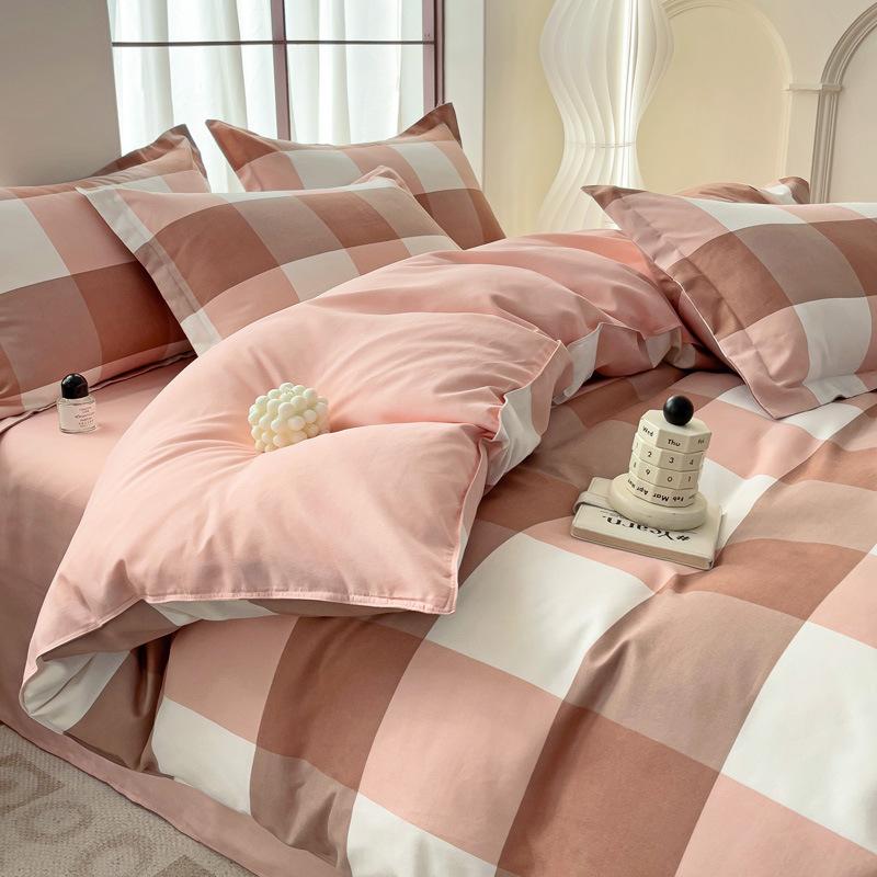 Plaid Striped Bed Sheet Quilt Cover Twill Thickened Quilt Cover Bedding Quilt Cover Three-piece Bed Sheet Set
