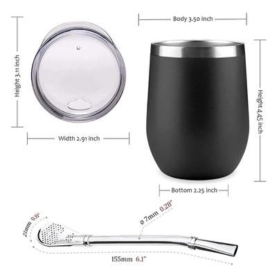 Set de Mate de Calabaza de Yerba Mate de Acero Inoxidable de Doble Pared Tazas de Café Vaso de Agua con Tapa Cuchara Pajita Bombilla Cabezal Filtro Cepillo