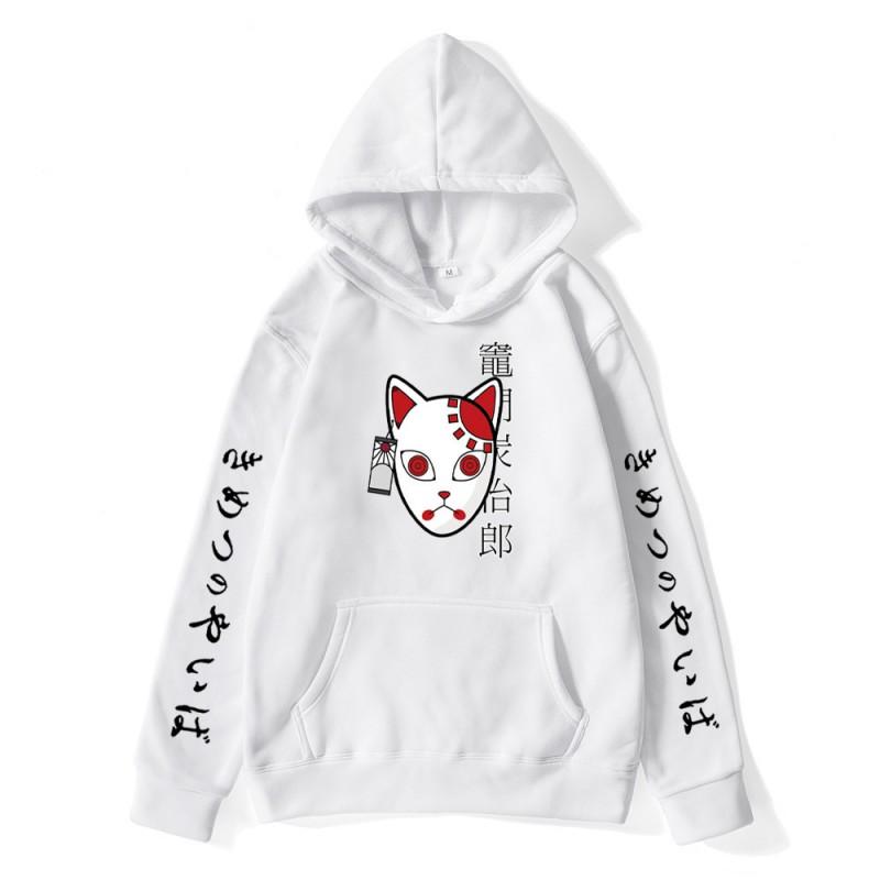 Mens Anime Hoodie Inspired By Demon Slayer Kamado Tanjirou Print Loose Fit Cotton Blend Winter Casual Sweatshirt