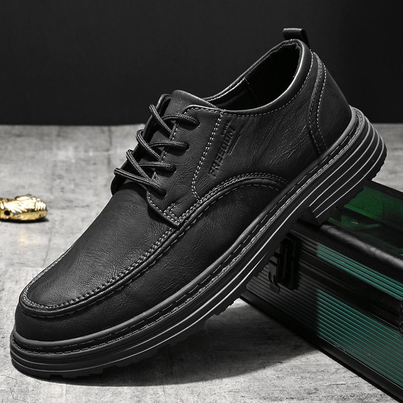 Italian Style Men's Oxford Shoes Lace Up Office Fashion Business Shoes Men's Genuine Leather Casual Shoes Interview Commuting