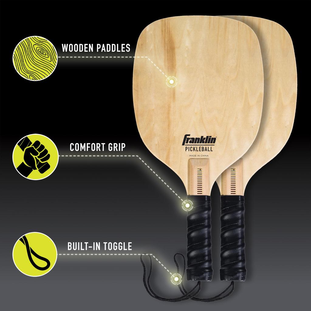 Franklin Sports Pickleball Net 2 and 2 USA Pickleball Approved Black Half-Court - 10' Net, Paddles, X-40 Pickleballs,
