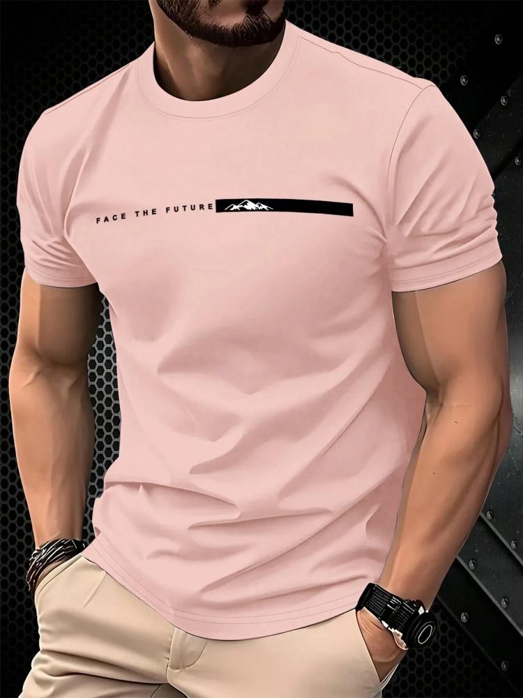 Sommer Herren Einfaches T-Shirt mit Buchstabenmuster Aufdruck Lässiges Sportliches Lockeres Rundhals Oberteil City Time Täglich Vielseitig Kurzärmelige Kleidung