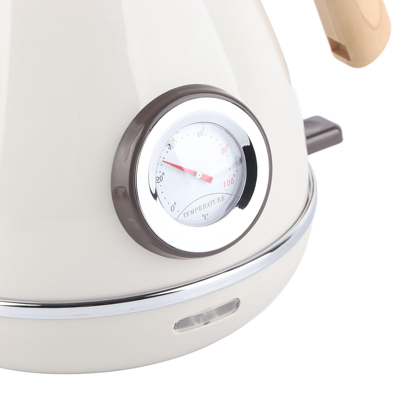 

1.7L Electric Kettle Retro Wood Grain Dry Boil Home Electric Kettle with Temperature Display
