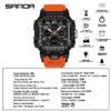 SANDA Men's Multifunctional Large Dial Watch with Snooze, Three-Time Zones, Night Light, Waterproof, for Students and Parties