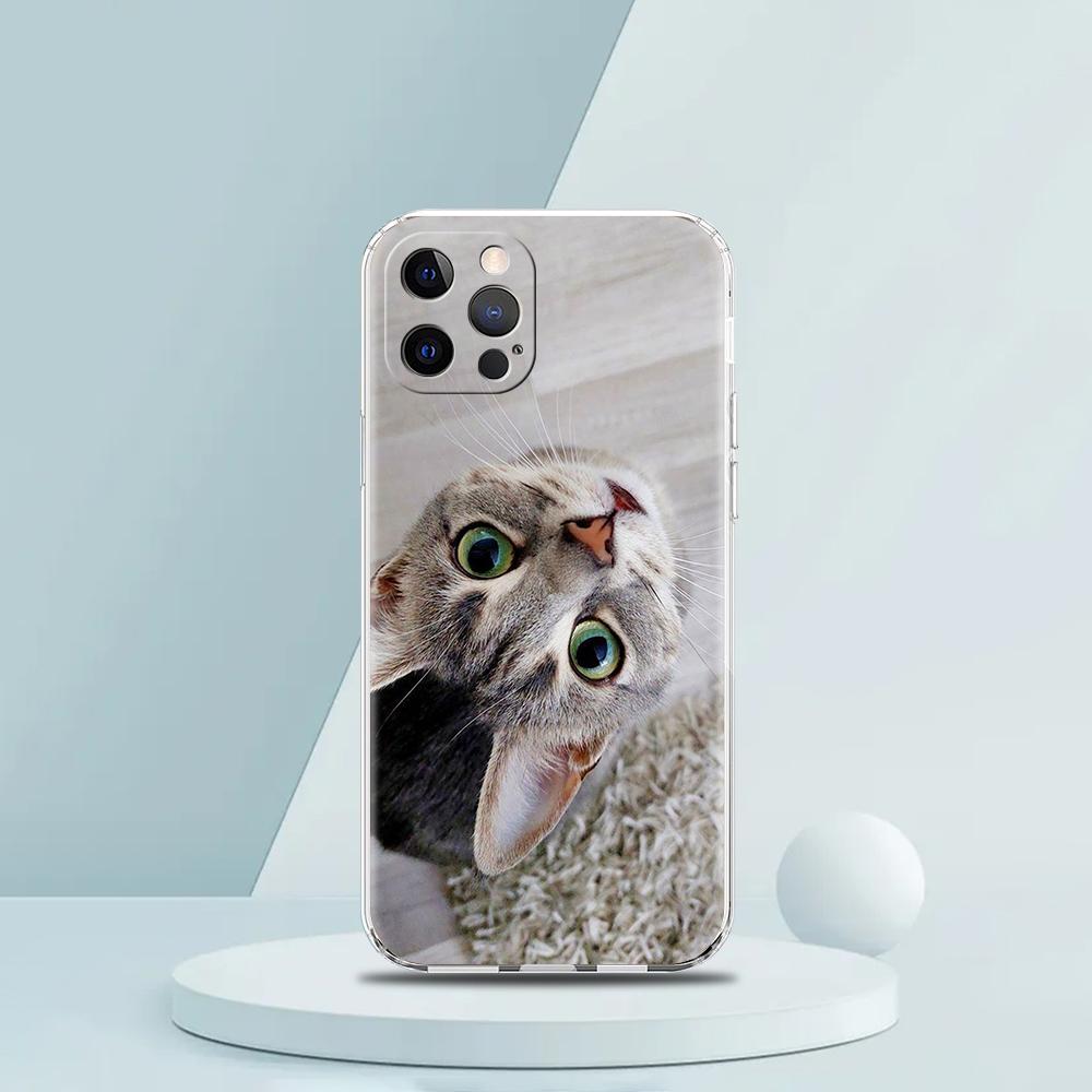 Cartoon Fun Cat Pet Dog Luxury Phone Case For iPhone 16 15 14 13 12 11 Pro Max XS X XR SE 7 8 Plus soft Silicone Clear Cover
