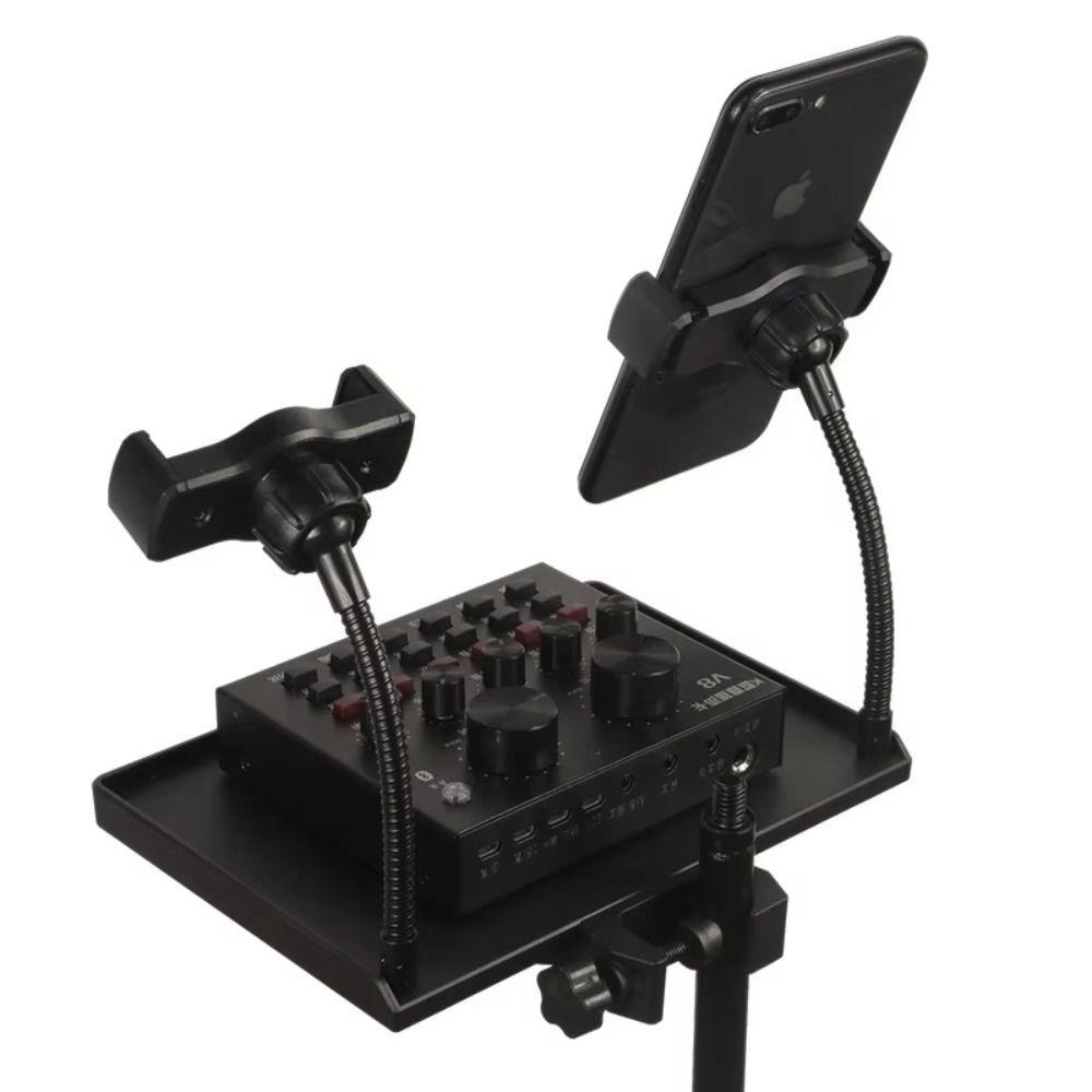 New Universal Microphone Stand Adjustable Clamp Tripod Bracket Holder Clamp Sound Card Tray for Live Streaming