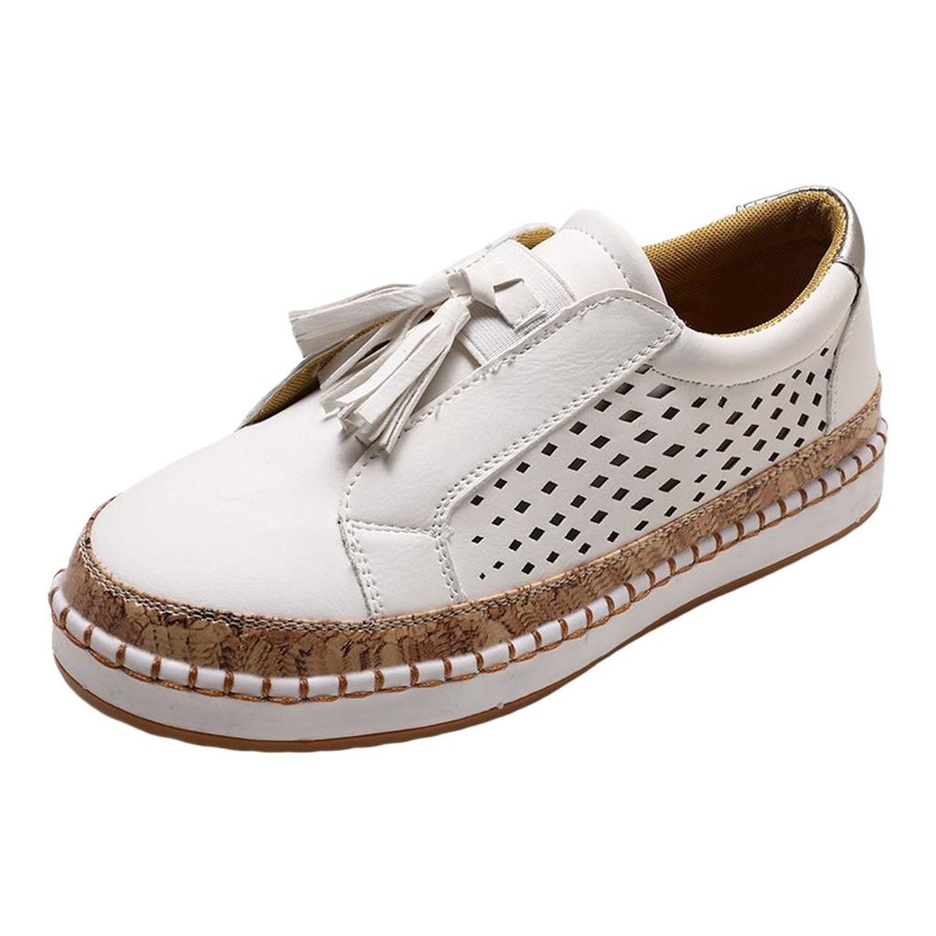 Damesko Damesko Mote Frynser Hullet Rund Tå Flate Slip-on Sko Sko Damer Sneakers