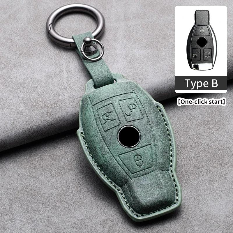 Leather Car Remote Key Case Cover Shell for Mercedes Benz A B C E Class CLS CLA GLS GLA GLK GLC AMG W176 W204 W205 W212 W463