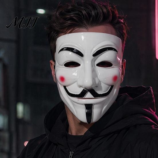 Ghost Dance Mask Halloween Man Face Mask, Adjustable Elastic Strap Costume Full Breathable Anonymous Guy for Hip Hop Parties Cosplay Decorations Hard