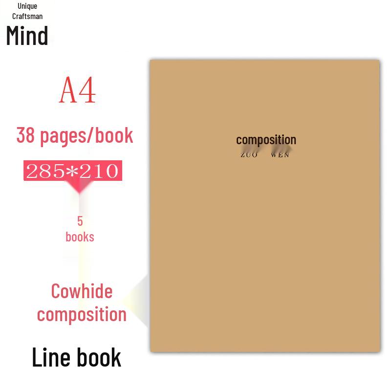 Slim Kraft Paper Notebooks - A4/A5 Lined & Blank, B5 Grid, for Students