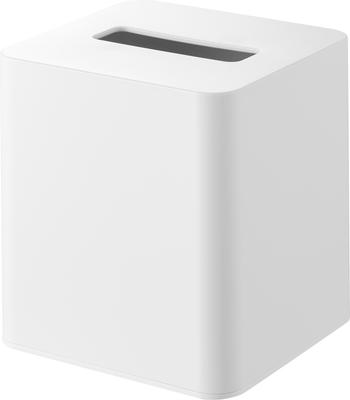 Yamazaki Compact Tissue Case, Square, White, W12.8 X D12.1 X H13.7cm, Tower Design, Easy-to-Reach Tissue Cover, 10054