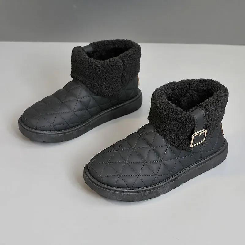 Women s Winter Ankle Boots Sweet Comfortate Flats Turned-over Edge Lovely Cotton Shoes New Winter Warm Plush Snow Boots 35 2880₽