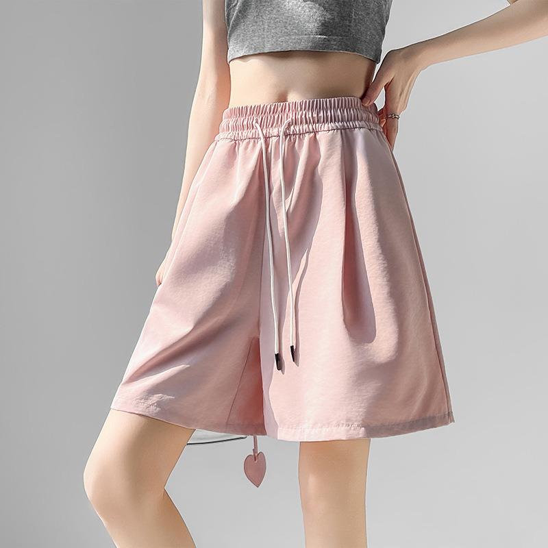Ice silk casual shorts women's summer thin new loose wide-leg sports loose quick-drying pants