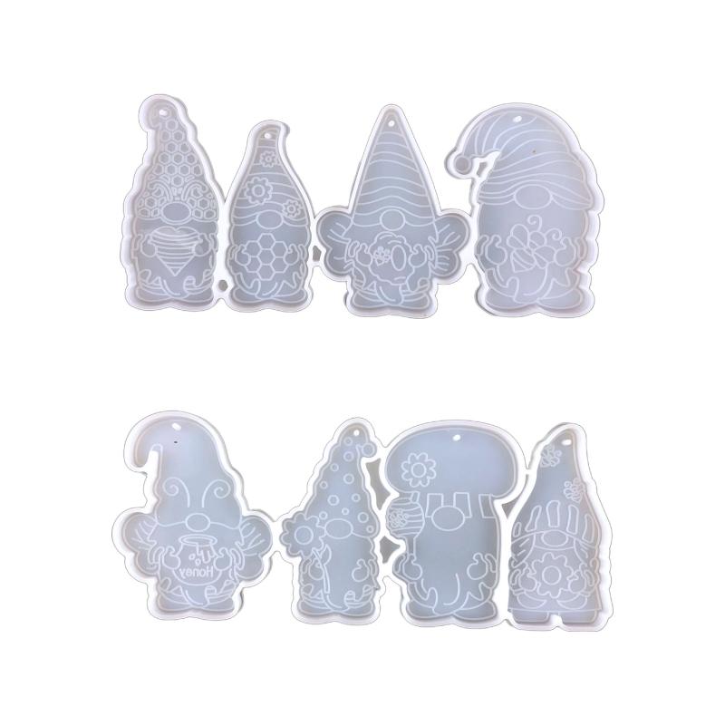

DIY Bee Santa Claus Little Gnome Silicone Epoxy Mold DIY Keychain Pendant Jewelry Crafting Mould for Christmas Love Gift 1